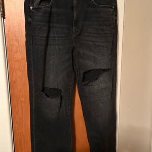 Aeropostale Charcoal Distressed Wide Leg Jeans